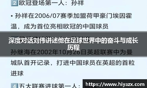 深度对话刘伟讲述他在足球世界中的奋斗与成长历程
